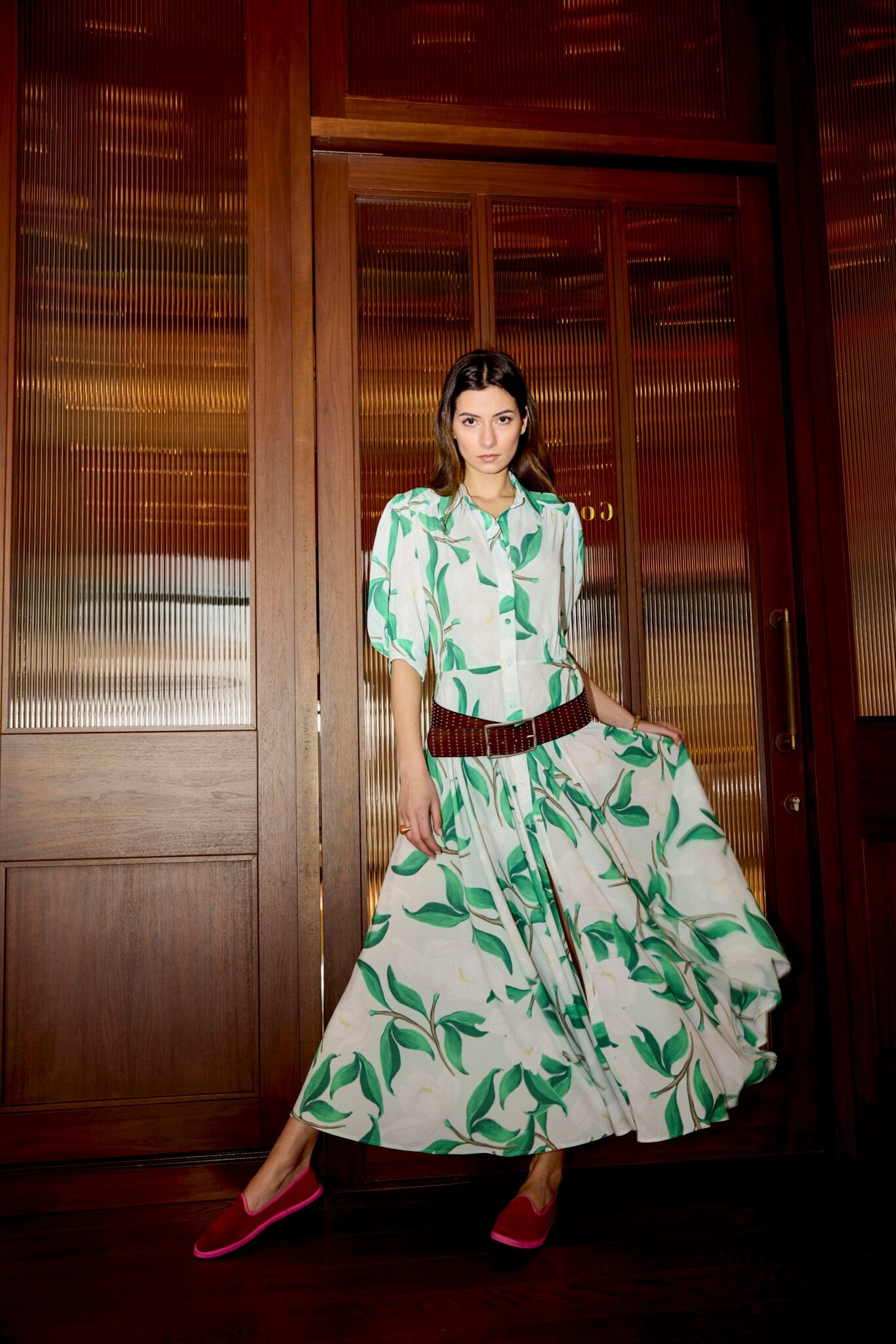 Lily Dress in Green Pattern