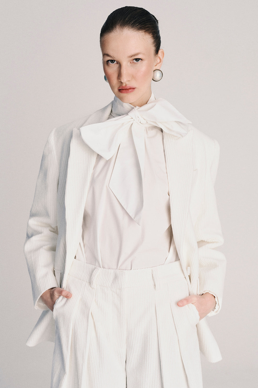 Nicolette White Tie-Neck Shirt – Cotton | Boholoves